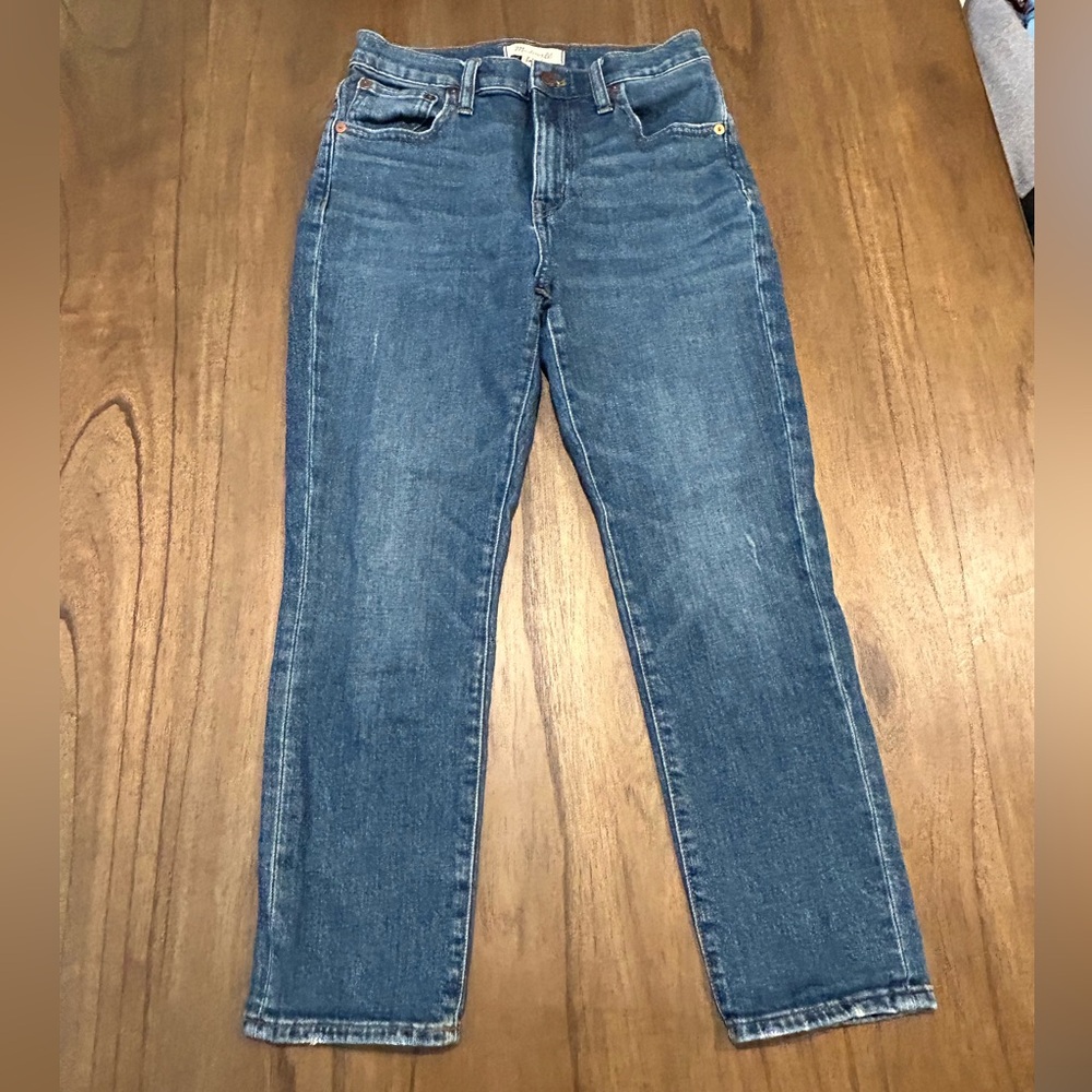 Madewell The High Rise Slim Crop Boyfriend Jean in Dark Medium Wash Petite